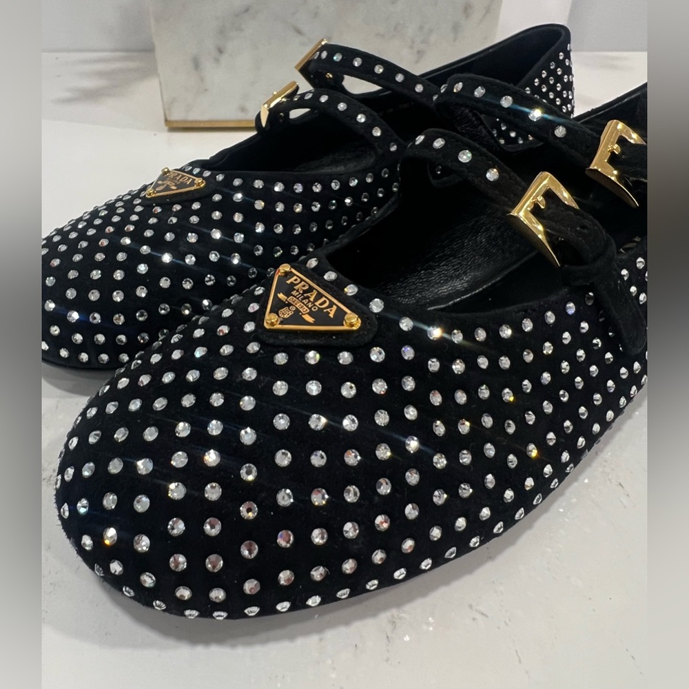 PRADA
Crystal Saffiano Dual Mary Jane Ballerina Flats - Picture 3 of 13